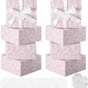 Faccito Pink 8 Pack Floral bridesmaid proposal Gift Boxes 8 x 8 x 4 Inch Flower Paper Boxes with Ribbon Label Card for Wedding Bridesmaid Gift Bridal Baby Shower Birthday Party Favor (Chinoiserie)