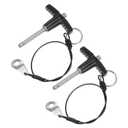 2-Pack T Handle Lock Pins, 3/16"(5mm) Dia. 1-3/16"(30mm) Usage Length Push-Button Quick Release Locking Pins W Lanyard Cable for Speaker/Aviation/Gym/Machine [304 Stainless Steel]