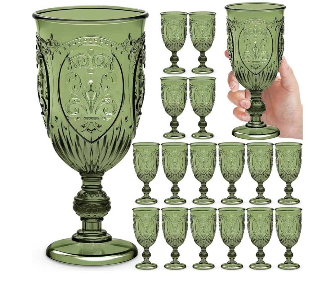 24 Pack Plastic Goblets  (Olive Green)