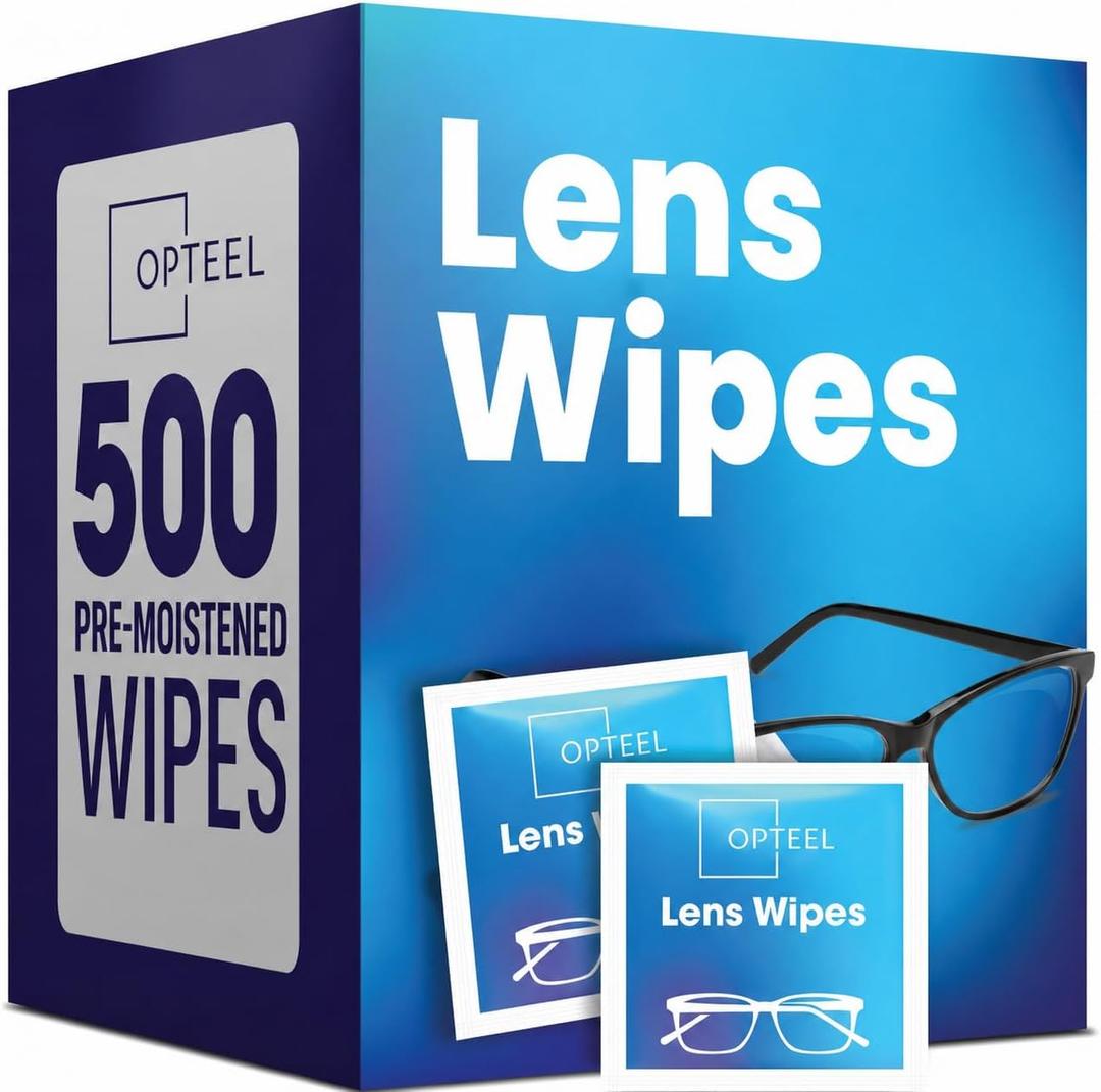 Lens Wipes for Eyeglasses - Pre-moistened Eyeglass Lens Cleaning Wipes - 500 Lens Wipes Individually Wrapped Sracth-Free Streak-Free Eye Glasses Wipes Lens Cleaner for Sunglass & Camera Lens