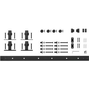 Architectural Products 60" Mini Barn Door Hardware Kits for Double Cabinet Doors Top Mount Design in Matte Black FSDH-TOPMT-BK-5-DD trimmable Down to 55" No TV Stand