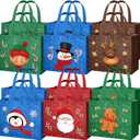 Clysee 12 Pcs Christmas Gift Bags with Handles 12.6 x 9.8 x 6.7 Inch Large Non-Woven Tote Bags Christmas Reusable Treat Bags for Gifts Wrapping Shopping Xmas Holiday Party Favors