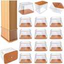 24 Pcs Chair Leg Floor Protectors for Hardwood Floors Rectangle Silicone Covers to Protect Wood Tile Floors Felt Pads Furniture Leg Caps Anti-Scratch Reduce Noise Fit Perimeter 3-3/4'' to 4-7/8''
