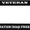 Veteran Operation Iraqi Freedom Zinc Metal License Plate Frame Car Auto Tag Holder - Black 2 Holes