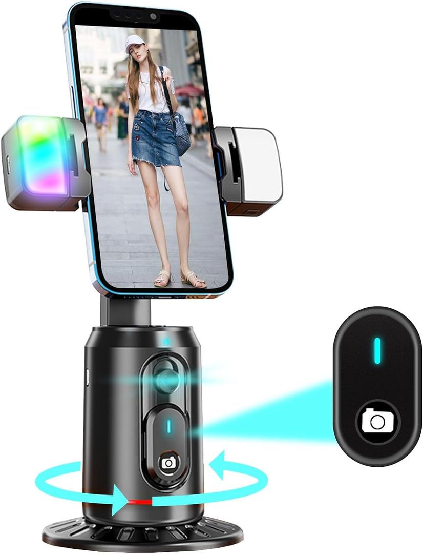 Crienten Auto Face Tracking Tripod, 360 AI Face Tracking Phone Holder with Remote, No AppSmart Phone Stand for iPhone & Android, Rechargeable Tripod for Video Recording, Live Streaming, TikTok, Vlog