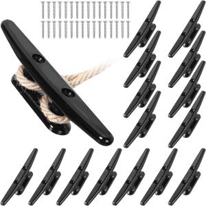 16 Pcs Black Nylon Dock Cleat Boat Cleat Kayak Marine Boat Cleat with Installation Screws for Boat Dock Accessories Marine Nautical Decoration (6inch)