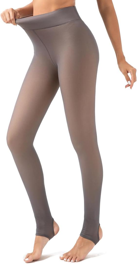 Romastory Winter Warm Leggings Women Elastic Thick Thermal Legging Pants Fleece Lined Tights (Large-X-Large, Falselucency Gray)