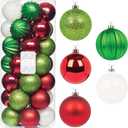 Every Day is Christmas Ornaments, Shatterproof Christmas Tree Ornament Set, Christmas Balls Decoration 35 Count (2.75"/70mm, Green Red White)