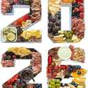 2025 Reusable Fillable Charcuterie Number Letter Shaped Serving Tray, Washable Plastic Food Dish Plate, 10 inch, New Year Graduation Party Treat (2026)