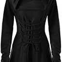 FSUJWOA Womens Renaissance Costumes Halloween Costume for Womens Medieval Vintage Hooded Costume High Low Pullover Dress Size 3XL
