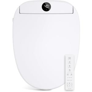 Bidet Toilet Seat, Smart Unlimited Warm Water, Electronic Heated Toilet Seat with Remote Control, Turbo Wash, Dryer, Rear and Front Wash, Slow Closes, Night Light, White 225D (Round)