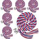 Landical 6 Pcs Eagle Scout Honor Cords 67 Inch Long Graduation Braided Cords Graduation Tassel Honor Cords for Graduation Decorations, Red Blue and White