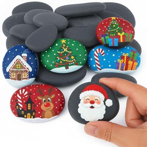 FUTUREPLUSX Rocks for Painting, Arts and Crafts for Kids, 2–3 Inch Flat & Smooth Natural Stones for Painting Supplies, DIY Christmas & Garden Decor