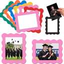 Kingdder 12 Pcs Graduation Scalloped Magnetic Picture Frame for Refrigerator 4 x 6 Colorful Reusable Picture Frame Magnets Decorative Photo Holders for Fridge Home School Office Kitchen Locker Decor