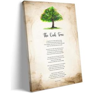 Lnzinro The Oak Tree Poem Wall Art Prints Framed Inspirational Quotes Poster Vintage Poetry Canvas Motivational Pictures for Living Room Wall Decor 12x18 inches