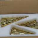 Glasseam Gold Christmas Centerpieces for Table: Set of 3 Mercury Glass Christmas Tree with Lights Tabletop Xmas Trees with Timer for Decorations Indoor Ornaments Fireplace Mantel Decor