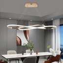 Gold Led Chandelier for Kitchen Island Lighting, Dimmable Modern Chandelier for Dining Room, L39.4" Modern Led Pendant Light Fixture Height Adjustable Brushed Gold Dining Room Light Fixture Over Table, Gold