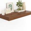 12" Deep Walnut Floating Shelves,Over Toilet Long Wall Mounted Modern Farmhouse 36 inches,Wall Shelves with Invisible Brackets for Bedroom, Bathroom, Living Room, Kitchen, Set of 1