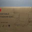 HOPERAN Stadium Seats for Bleachers with Back Support, Half-fold Portable Bleacher Chairs with Back and Cushion, 600D Waterproof Reclining Extra Wide Bleacher Seat for Outdoor Sports (25", Black 2pcs)