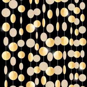 KatchOn, Glitter Champagne Circle Garland Banner - Large, 13 Feet, Pack of 4 | Dot Hanging Streamer, Gold Party Decorations, Champagne Party Decoration | Circle Garland for New Years Decorations 2026