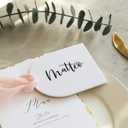 UNIQOOO 18 Pcs White Arch Acrylic Place Cards, 3.5x3 inches DIY Blank Half Circle Acrylic Sign, 3mm Thick Perfect for Wedding Table Decor, Birthday, Centerpiece, Decoration, Party, Event