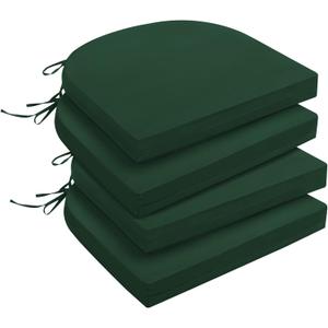 downluxe Outdoor Chair Cushions Set of 4 for Patio Furniture, Water-Resistant Patio Chair Cushions with Ties, High Density Foam Outdoor Seat Cushion, 17" X 16" X 2", Forest Green