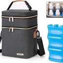 Breastmilk Cooler Bag with Ice Pack Fits 6 Baby Bottles Up to 9 Ounce (Dark Grey)