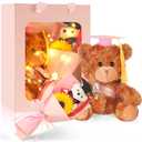 Motionchic Graduation Bear Gift Set Class of 2026 Graduation Stuffed Animal Bear with Gown Cap Tassel Class of 2026 Grad Card Soap Artificial Flower Box Grad Gifts for Her Him(Pink)