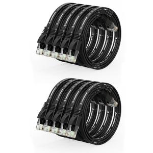 Cat 6 Ethernet Cable 1ft (10 Pack) (at a Cat5e Price but Higher Bandwidth) Flat Internet Network Cables - Cat6 Ethernet Patch Cable Short - Black Computer LAN Cable with Snagless RJ45 Connectors