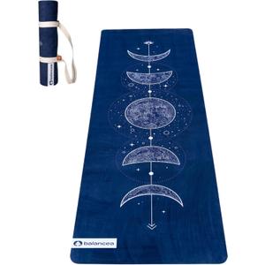Yoga Mat With Strap 5mm Non Slip Suede & TPE - Eco-Friendly Fitness & Exercise Mat for Home Gym, Pilates, Hot Yoga, and Meditation - Lightweight Durable 72 x 24 inch Workout Mat for Women, Men