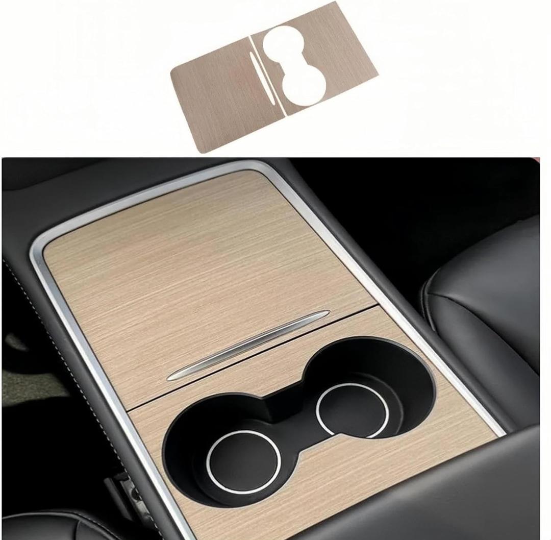 frani Center Console Wrap (Wooden Edition) Designed for Tesla Model 3/Y 2021-2025,Tesla Center Console Cover for Model 3/Y(Not for Model 3 Highland 2024-2025)