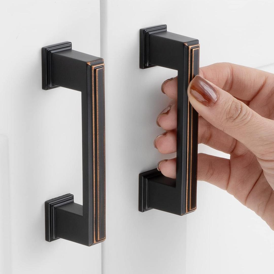 10 Pack 3 Inch Hole Centers, Oil Rubbed Bronze Cabinet Pulls Brushed Bronze Cabinet Handles Bronze Kitchen Hardware for Cabinets ZP2206 Drawer Bedroom Dresser Bathroom Vanity Cupboard Closet