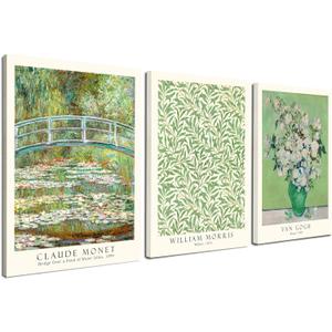 Induslyfe Framed Grass Wall Art Canvas Decor Set of 3, Matisse Wall Art Framed Prints Posters Mid Century Modern Art, Aesthetic Floral Botanical wall art for bedroom, living room, bathroom 12x16