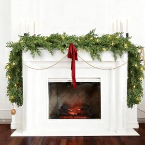 6FT Pine Garland Christmas Greenery Clearance, Realistic Cedar Cypress Garland for Home Mantel Fireplace Table Centerpiece Decoration