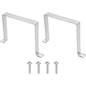 uxcell 2pcs 4.7" x 4.7" 120x120mm Square Pipe Clamp, 304 Stainless Steel U Shaped Connector Bracket Heavy Duty Tube Strap Buckle with Self-Tapping Screws for Tube Installation