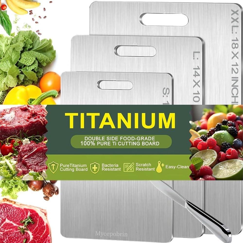 Katuchef Titanium Cutting Board for Kitchen, Pure Katu chef Titanium Cutting Boards, Double Sided Non Toxic Chopping Board for Cutting Meat, Vegetable Fruit, Easy to Clean, S+L+XXL