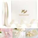 HUIHUANG Light Champagne Satin Ribbon 1/2 inch Continuous 50 Yards Double-Faced Satin Ribbon for Gift Wrapping, Bows, DIY Crafts, Flower Bouquet, Wedding Decor, Holiday Decor