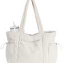 ECOHUB Tote Bag for Women Work Tote Bags with Laptop Compartment Large Corduroy Tote Bag Shoulder Bag Handbag for Travel (Beige)