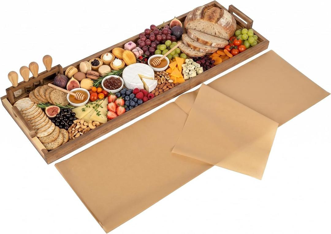 36" Extra Large Charcuterie Board with Cheese Knife Sets & 40Pcs Wax Paper