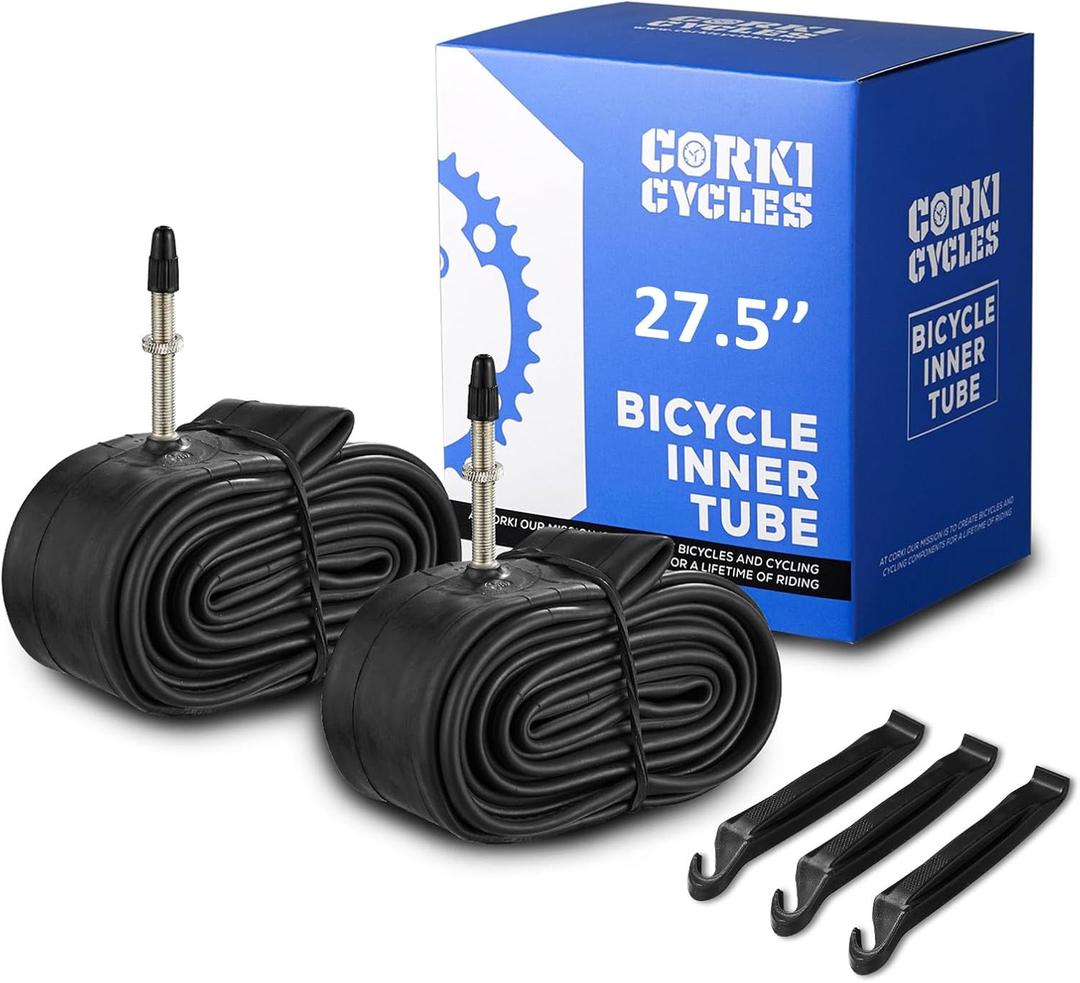 Corki Cycles 27.5 Mountain Bike Tube 27.5 x 1.75 1.9 1.95 2.0 2.1 2.125 2.2 2.25 2.3 2.35 2.4 Presta/Schrader Valve, Butyl Rubber 650B Bike Inner Tube 2 Pack