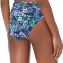 Amazon Essentials Women's High Waist High Leg Bikini Bottom, Deep Blue Paisley, Small