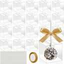 Tuanse 150 Packs Clear Cake Pop Holder with Hole for Sticks 2 x 2 x 2 Inches Plastic Candy Cupcake Boxes with 200 Pcs Lollipop Sticks and Gold Ribbon Individual Boxes for wedding Party Supplies