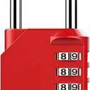 Combination Lock 4 Digit, Resettable Locker Lock,Waterproof Metal Combination Padlock for School Gym Locker, Sports Locker, Fence, Toolbox, Gate and Storage- Easy to Use and Set (Red), Pack of 2