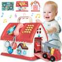 Toys for 1+ Year Old Girl, First Birthday Gifts for One Year old, 8 in 1 Montessori Multifunctional House Toys for Toddler Baby 1 2 3 Ages, Educational Learning and Playing Christmas 1st Birthday Gift (Red)
