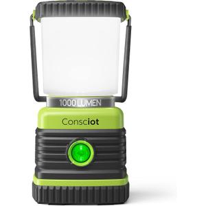LED Camping Lantern, Consciot Battery Powered LED Lantern Flashlight, 1000LM, 4 Light Modes, IPX4 Waterproof, Survival Kits for Indoor Outdoor, Emergency Light for Home Power Outages, Hurricane, Storm