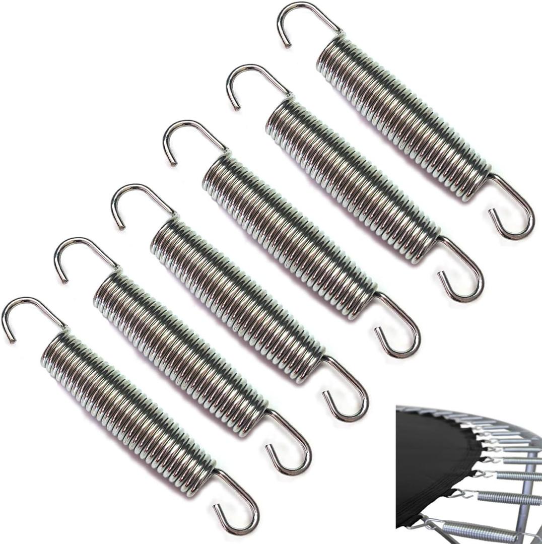 6 Pack Trampoline Springs Replacement 5.5 Inch Heavy Duty Stainless Steel Fitness Rebounder Extension Spring for Outdoor Trampolines Recreational Indoor Exercise Trampoline Mini Trampoline