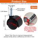 3 x Plastic Casters Set of 4, M8 Circlip Stem Caster Wheels 1 inch, Black Nylon Swivel Caster Wheels Replacement for Furniture, Office Chair, Table, Cabinet