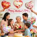 Happy Mother's Day Balloons 20Pcs 18inch Aluminum Foil Balloons Feliz Dia Mama Heart Balloons for Mother's Day Birthday Party Decorations