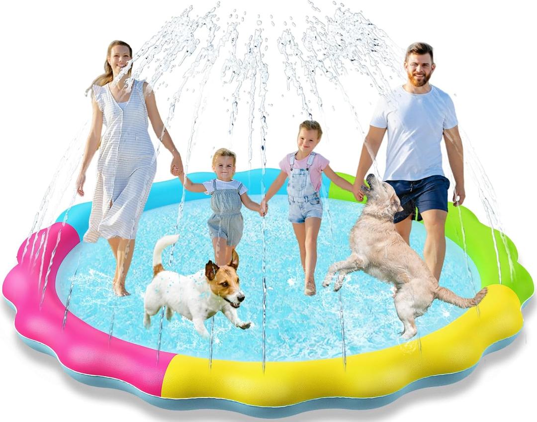 Jasonwell Splash Pad Sprinkler for Kids Splash Play Mat Outdoor Water Toys Inflatable Splash Pad Baby Toddler Pool Boys Girls Children Outside Backyard Dog Sprinkler Pool Age 1 2 3 4 5 6 7 8 9 3XL, 97 inches x 97 inches x 5 inches