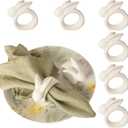 Easter Bunny Napkin Rings Set of 6, Porcelain Rabbit Napkin Ring Holders, White Bunny Napkin Rings for Easter, Spring Party, Banquet, Dinner, Wedding Table Decor